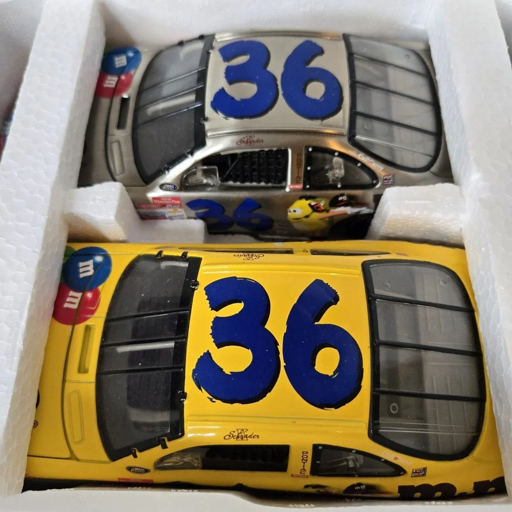 Ken Schrader 2000 M&M's Chrome Brushed Metal 2 Car Set 1/24 Scale Nascar Diecast